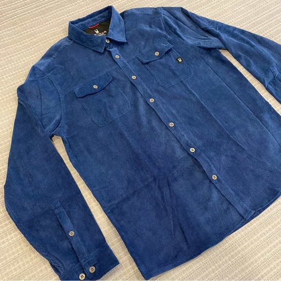 Spyder Men’s Blue Corduroy Button Down Long Sleeve Shirt L - Picture 1 of 8
